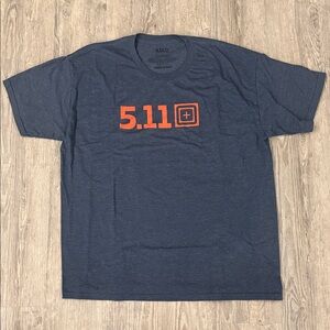 5.11 Tactical Navy Blue Short-Sleeve Logo Tee with Orange Print